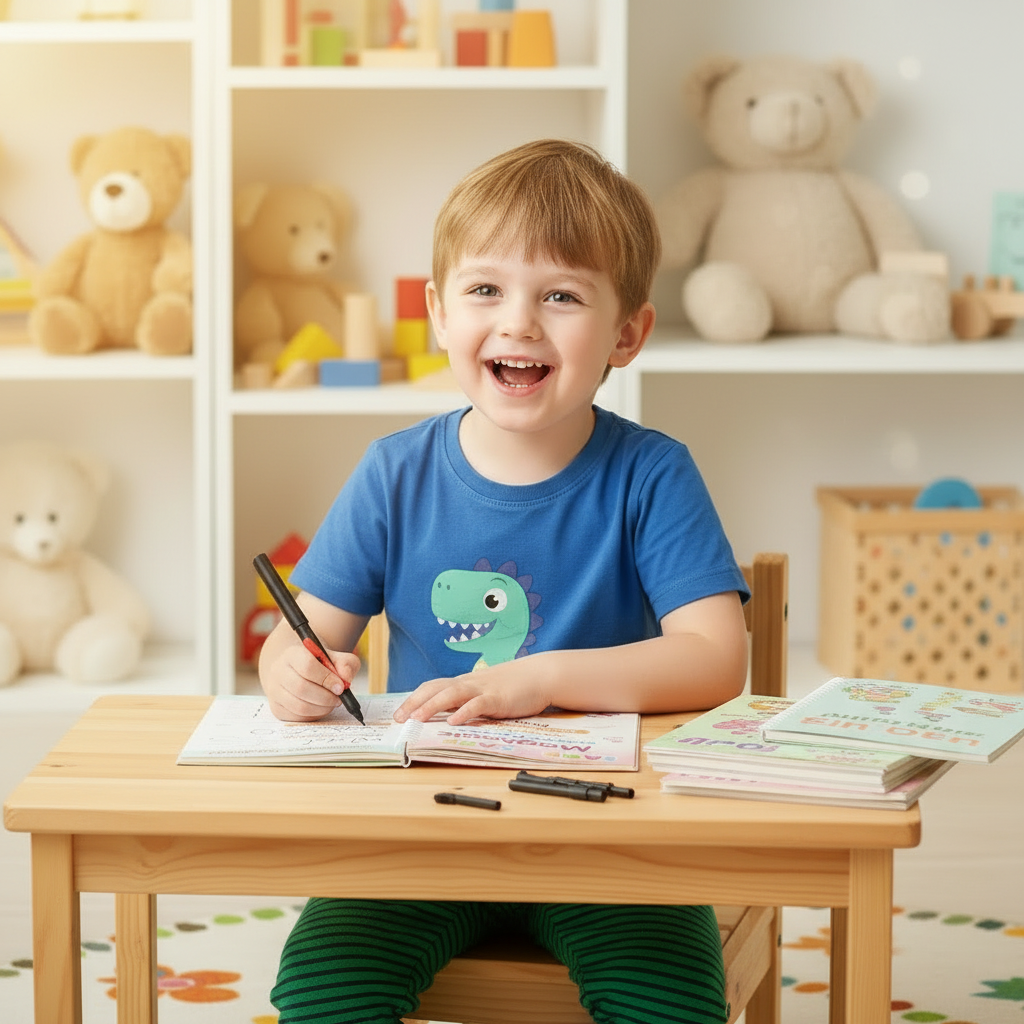 Boy with Sank Magic Copybooks