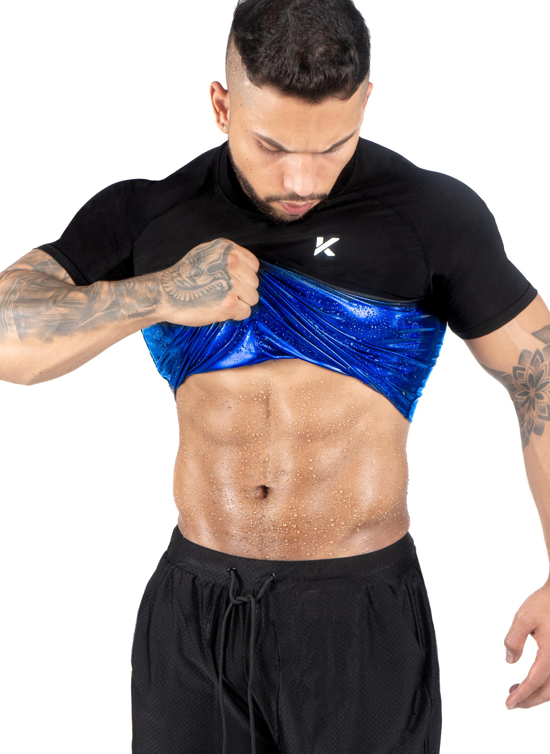 Kewlioo Mens Sauna Suit Shirt - Heat Trapping Sweat Compression Vest Shapewear Top for Men Sweat More & Look Great Gym Workout Exercise Versatile Heat Shaper Jacket (Black 3XL)